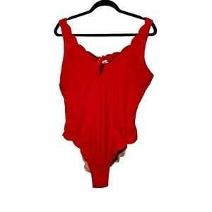 J. CREW 1 Pc Swimsuit Women's Sz LG Bow Vibrant Orange Beach Coastal Vacation